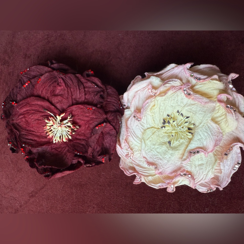 Arden B Red and Pink Flower Brooches/Pins w Velcro